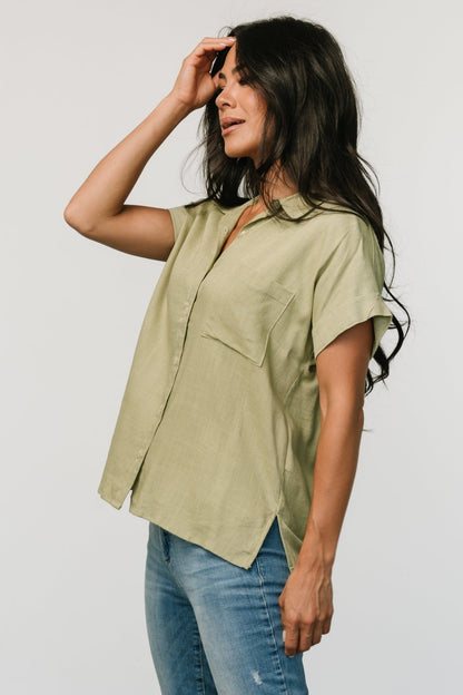 Andrews Button Top | Sage - Baltic Born