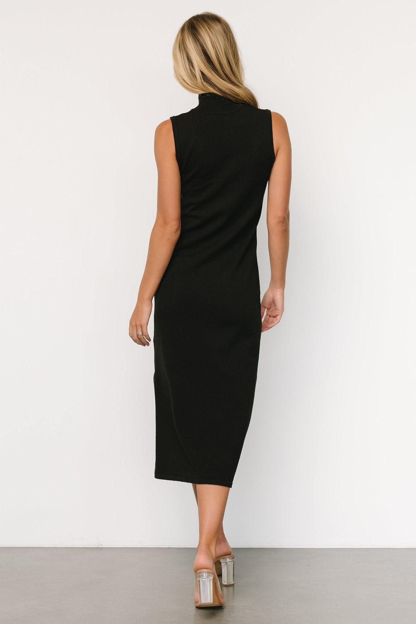 Angelina Mock Neck Tank Dress | Black - Baltic Born