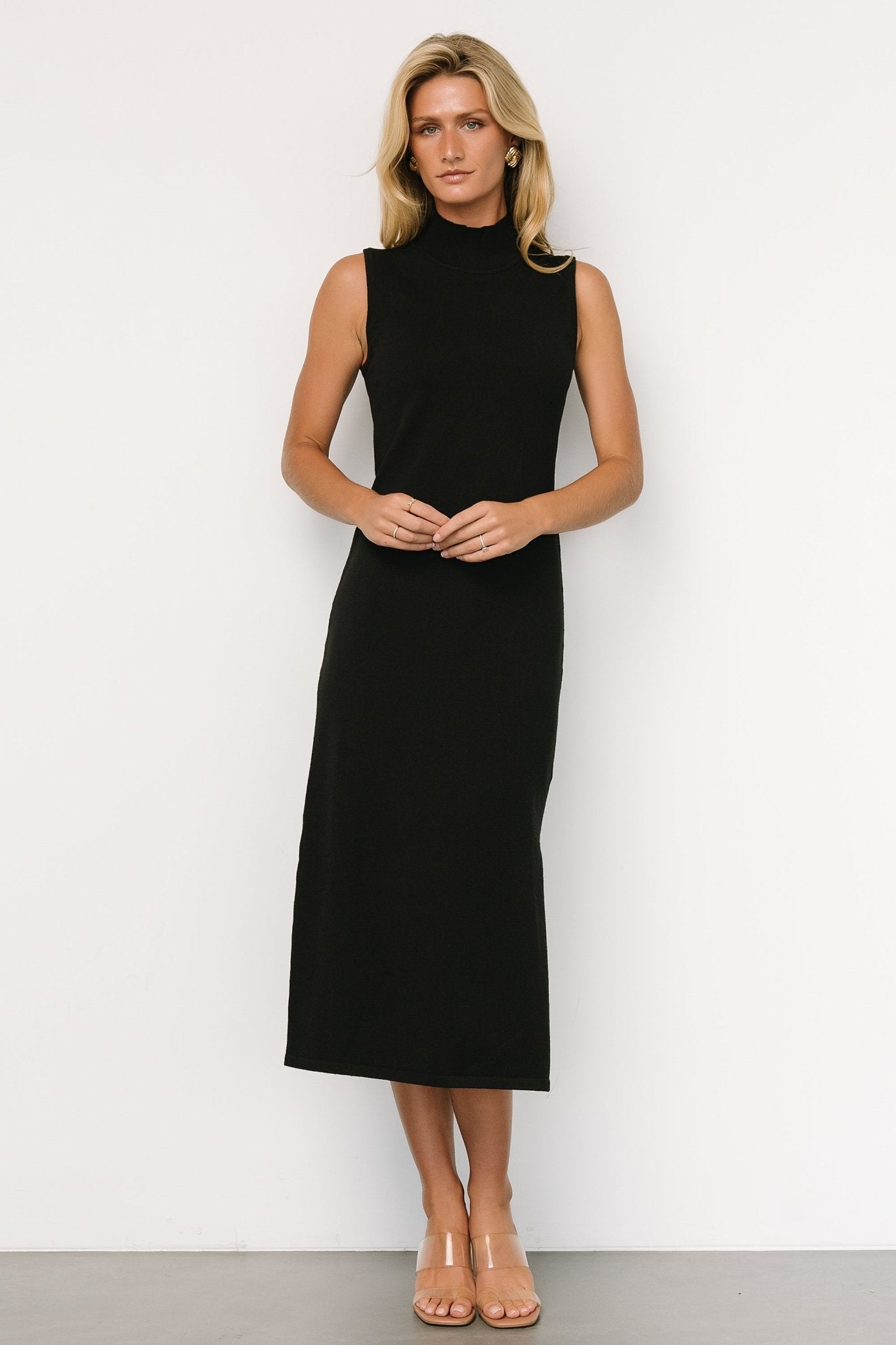 Angelina Mock Neck Tank Dress | Black - Baltic Born