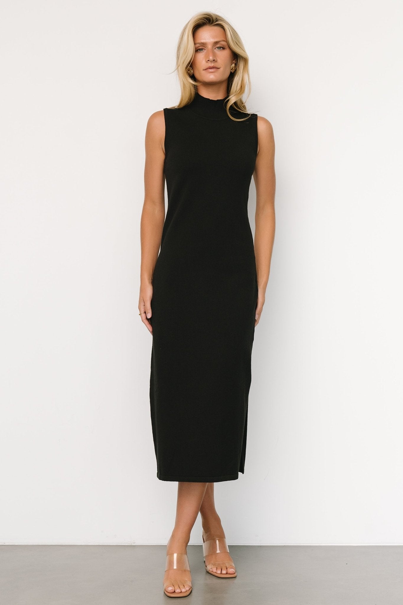 Angelina Mock Neck Tank Dress | Black - Baltic Born