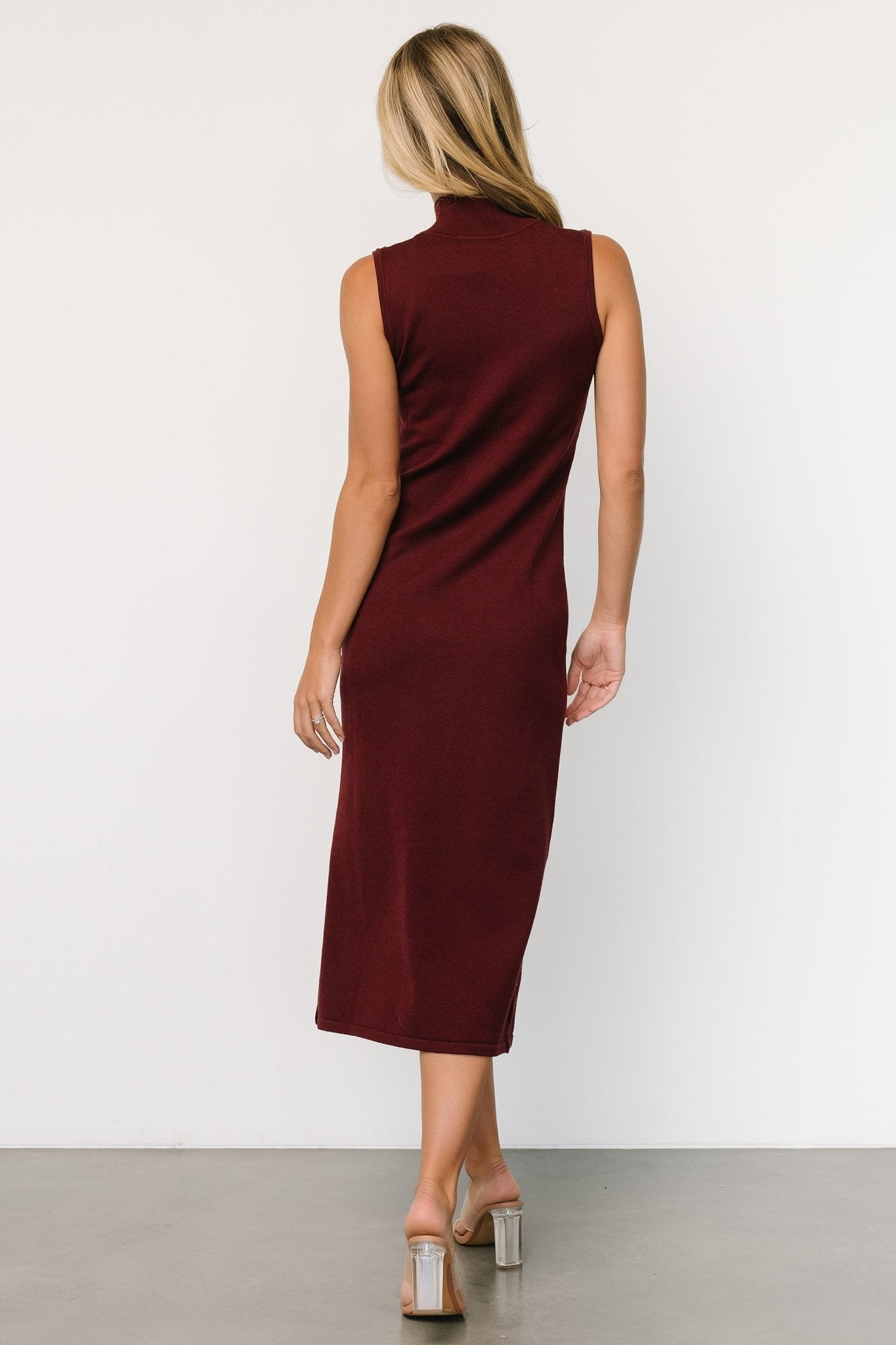 Angelina Mock Neck Tank Dress | Wine - Baltic Born