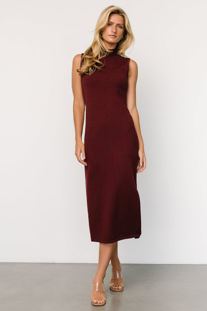 Angelina Mock Neck Tank Dress | Wine - Baltic Born