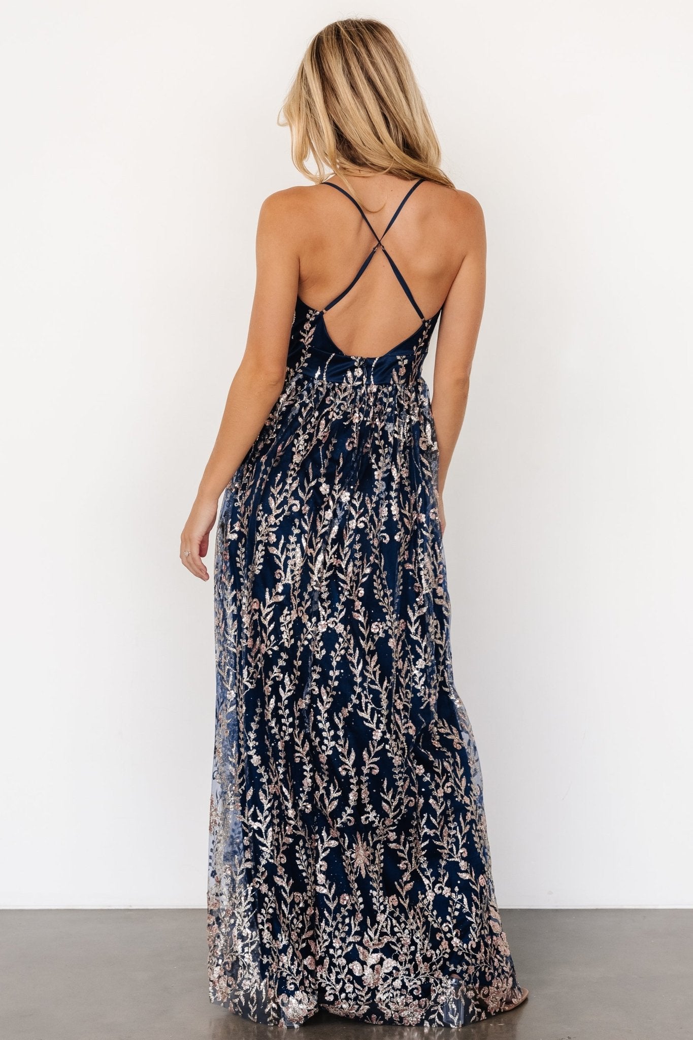 Anisa Shimmer Gown | Navy + Rose - Baltic Born