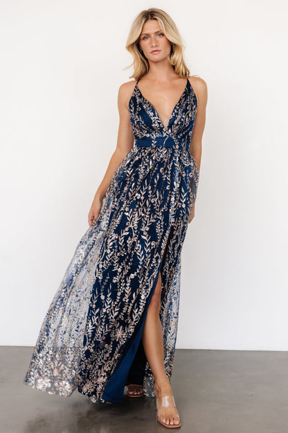 Anisa Shimmer Gown | Navy + Rose - Baltic Born