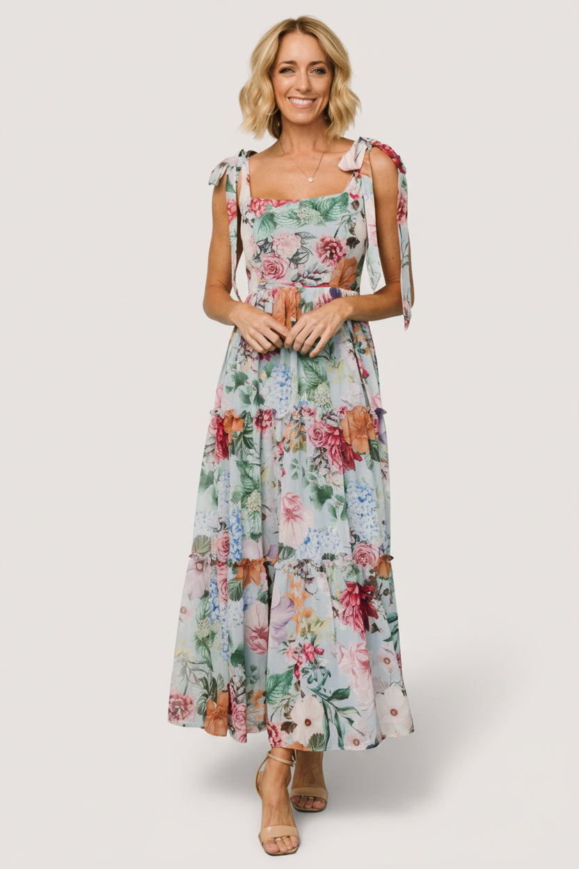 Anita Maxi Dress | Light Blue Multi Floral – Baltic Born