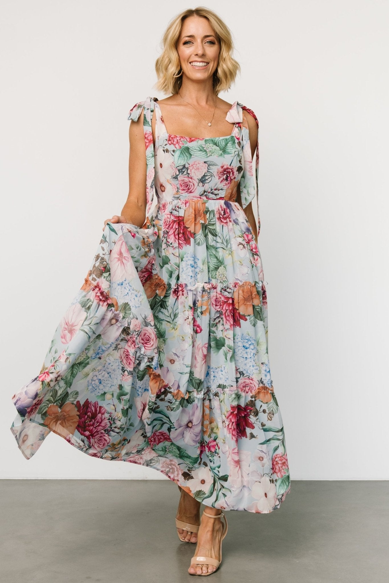 Anita Maxi Dress | Light Blue Multi Floral - Baltic Born