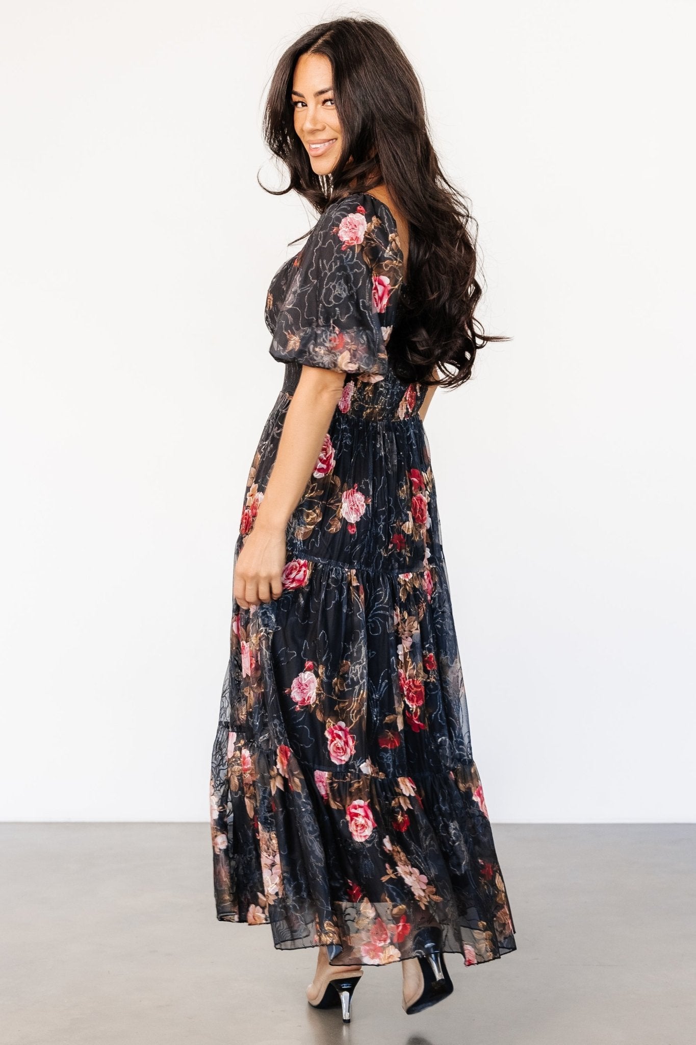 Annabeth Midi Dress | Black Floral - Baltic Born