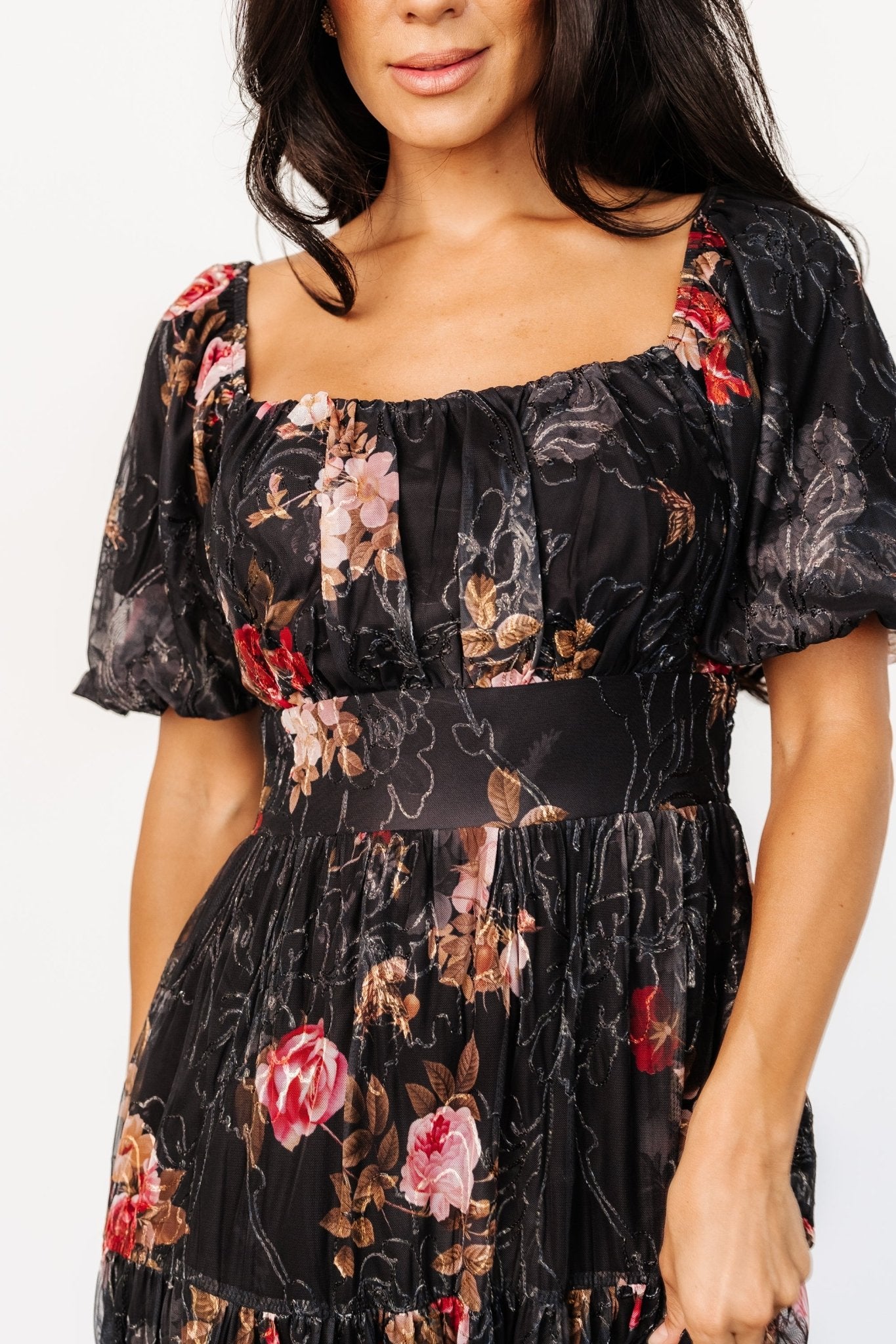 Annabeth Midi Dress | Black Floral - Baltic Born