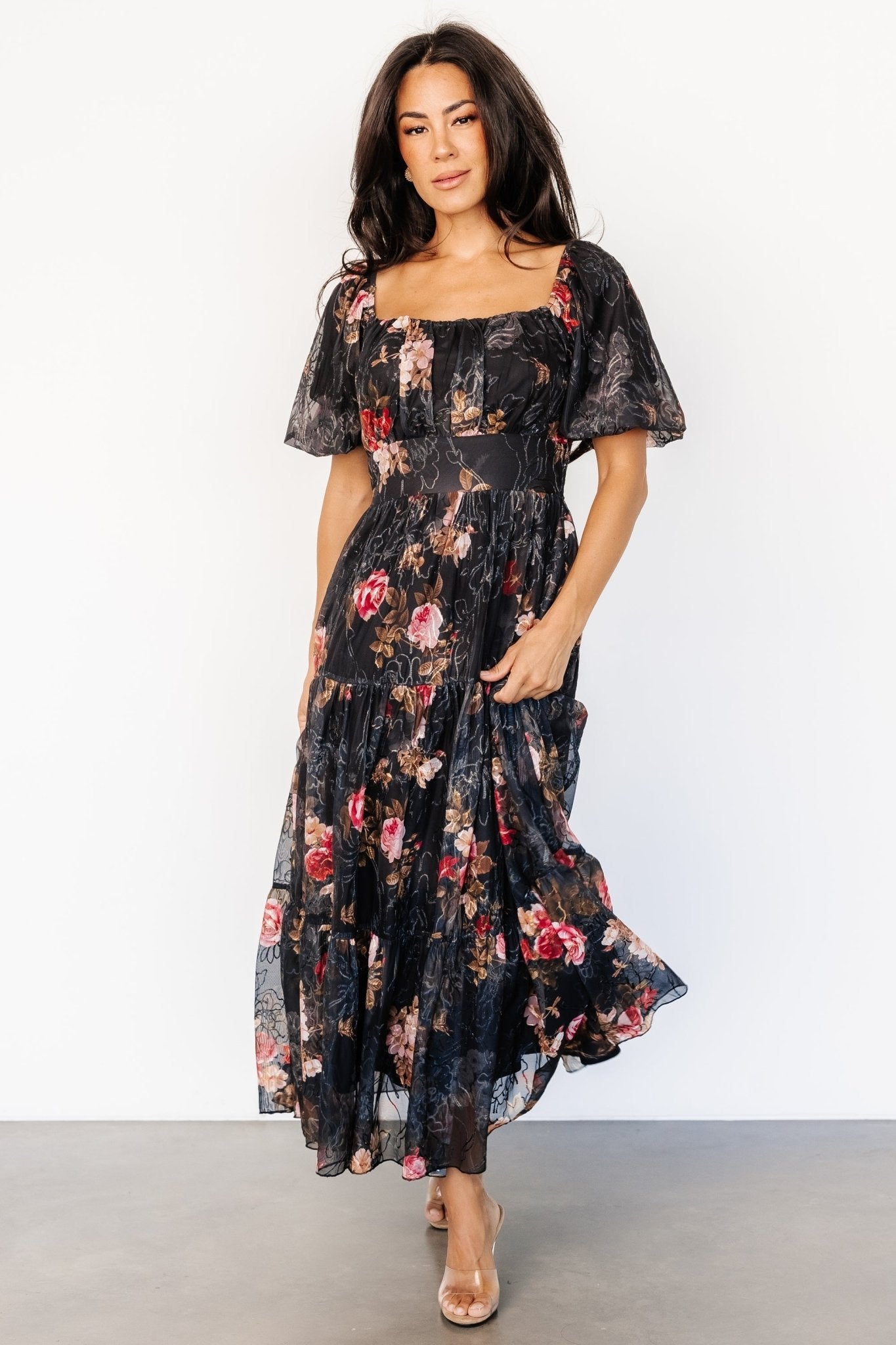 Annabeth Midi Dress | Black Floral - Baltic Born