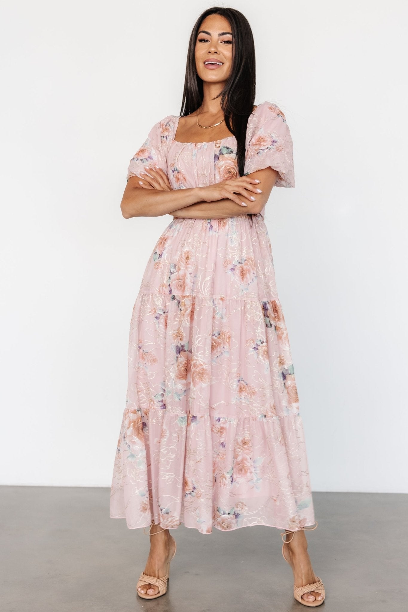Annabeth Midi Dress | Blush Floral – Baltic Born