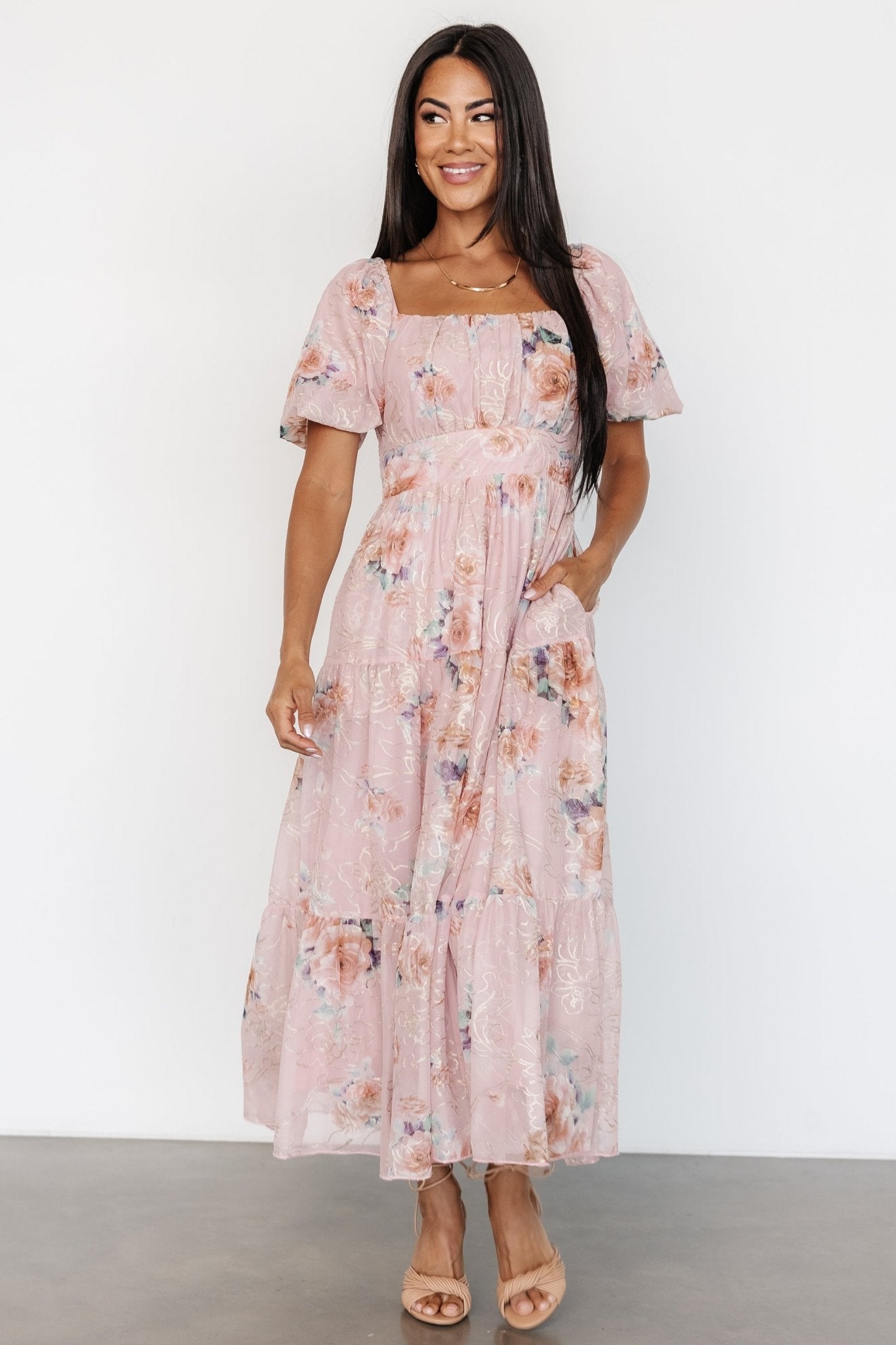 Annabeth Midi Dress | Blush Floral - Baltic Born