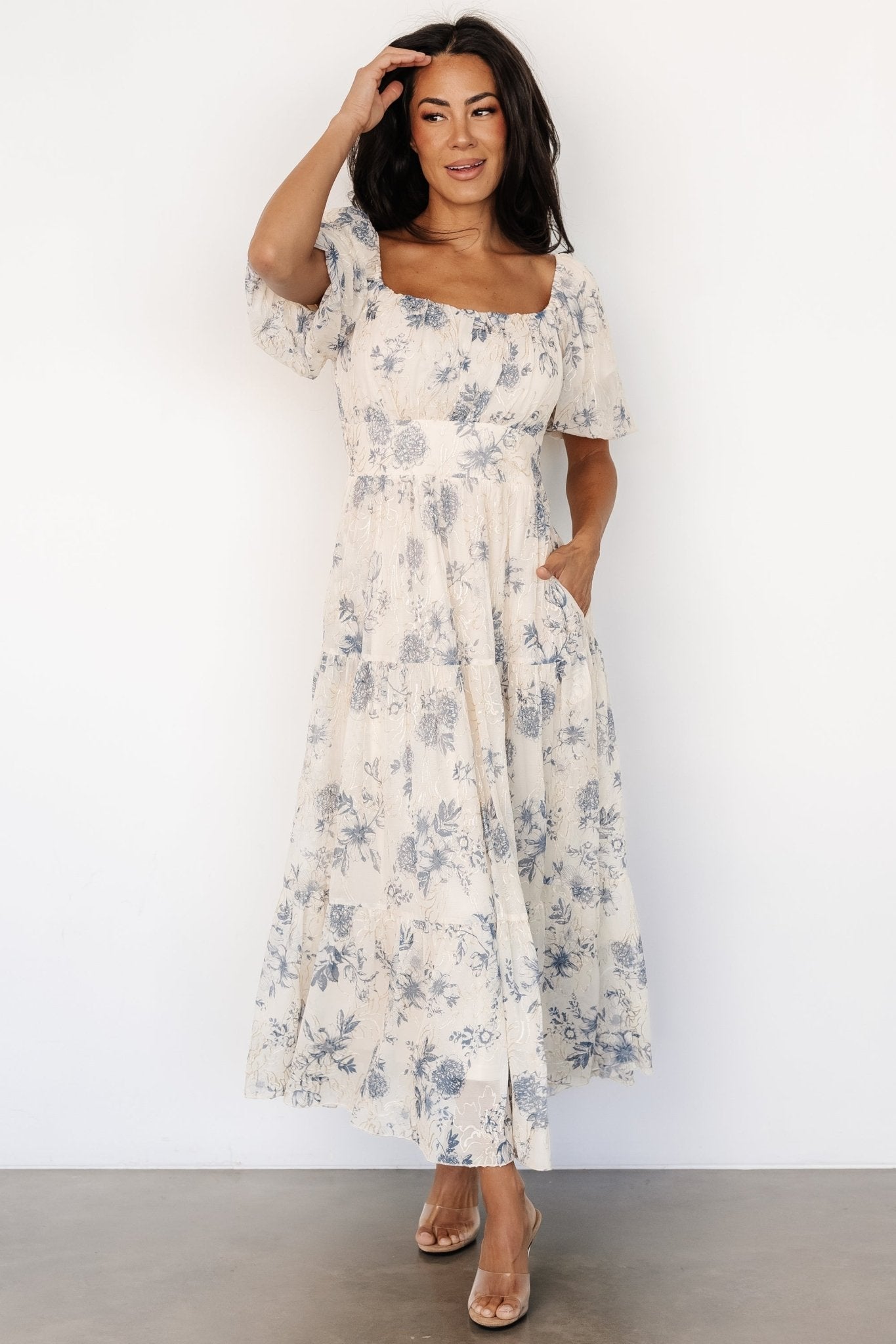 Annabeth Midi Dress | Cream + Slate Floral - Baltic Born