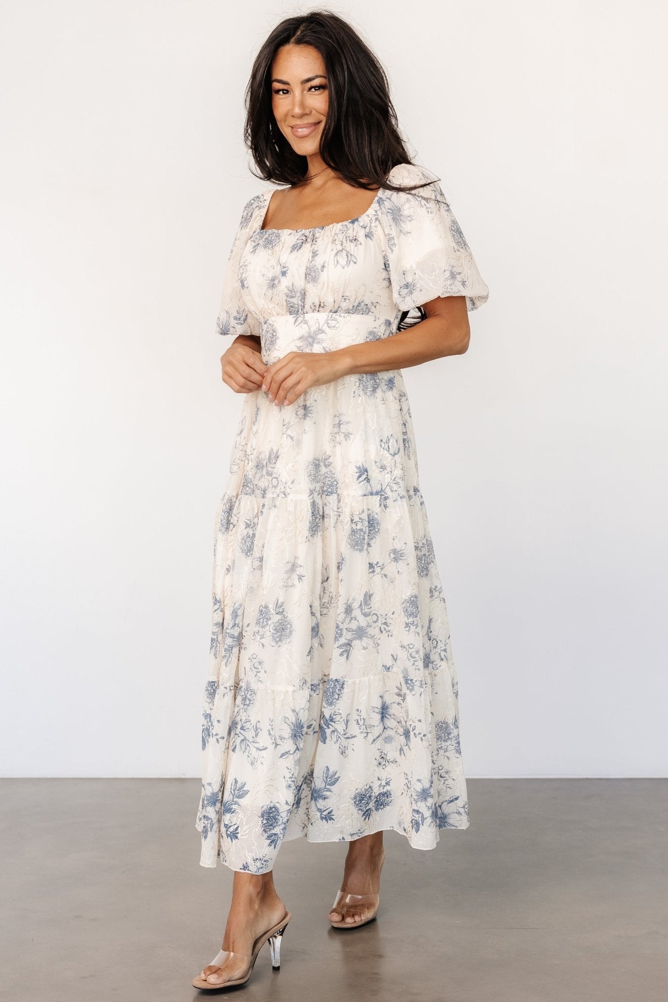 Annabeth Midi Dress | Cream + Slate Floral - Baltic Born