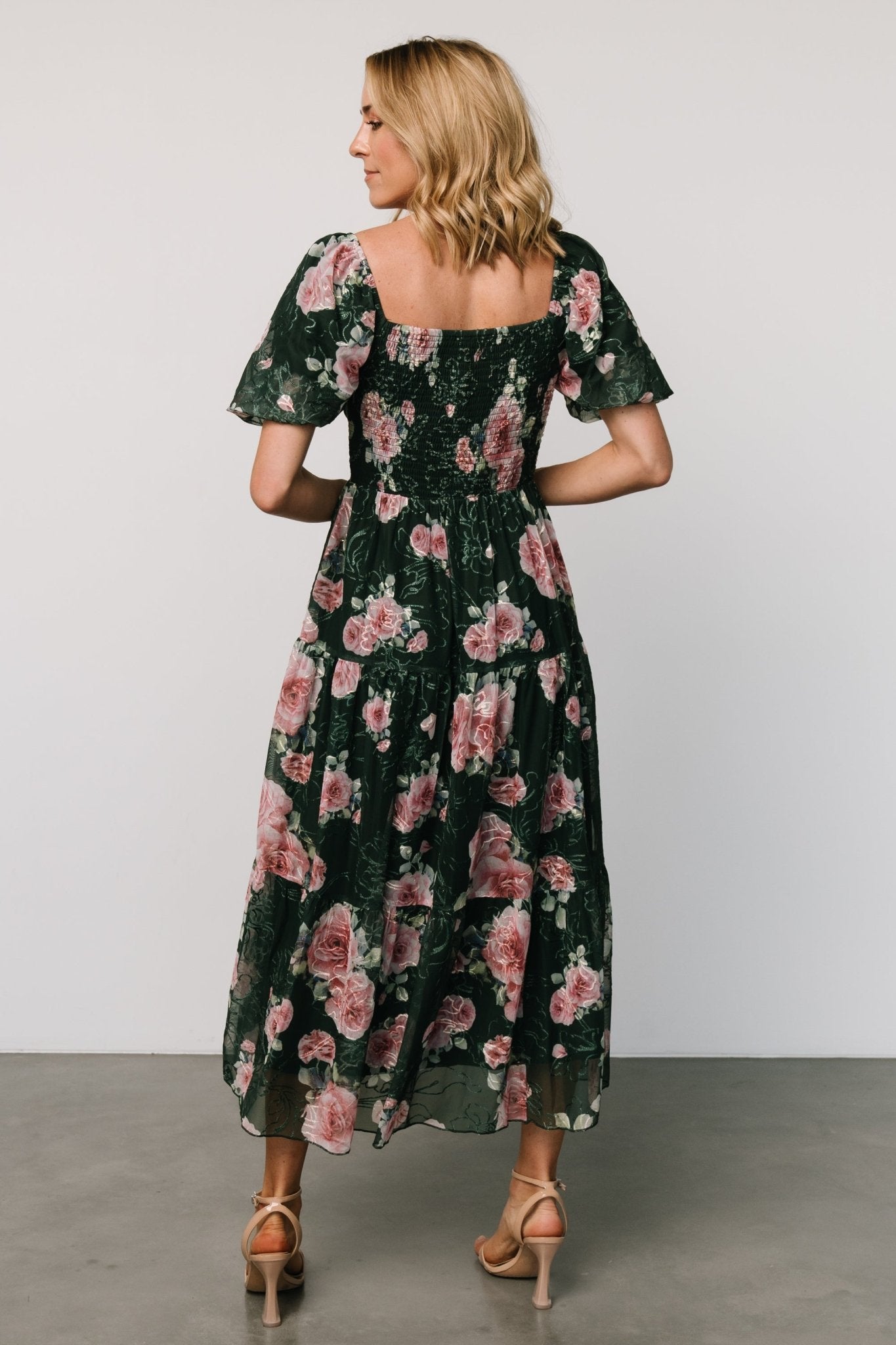 Annabeth Midi Dress | Dark Green + Pink - Baltic Born