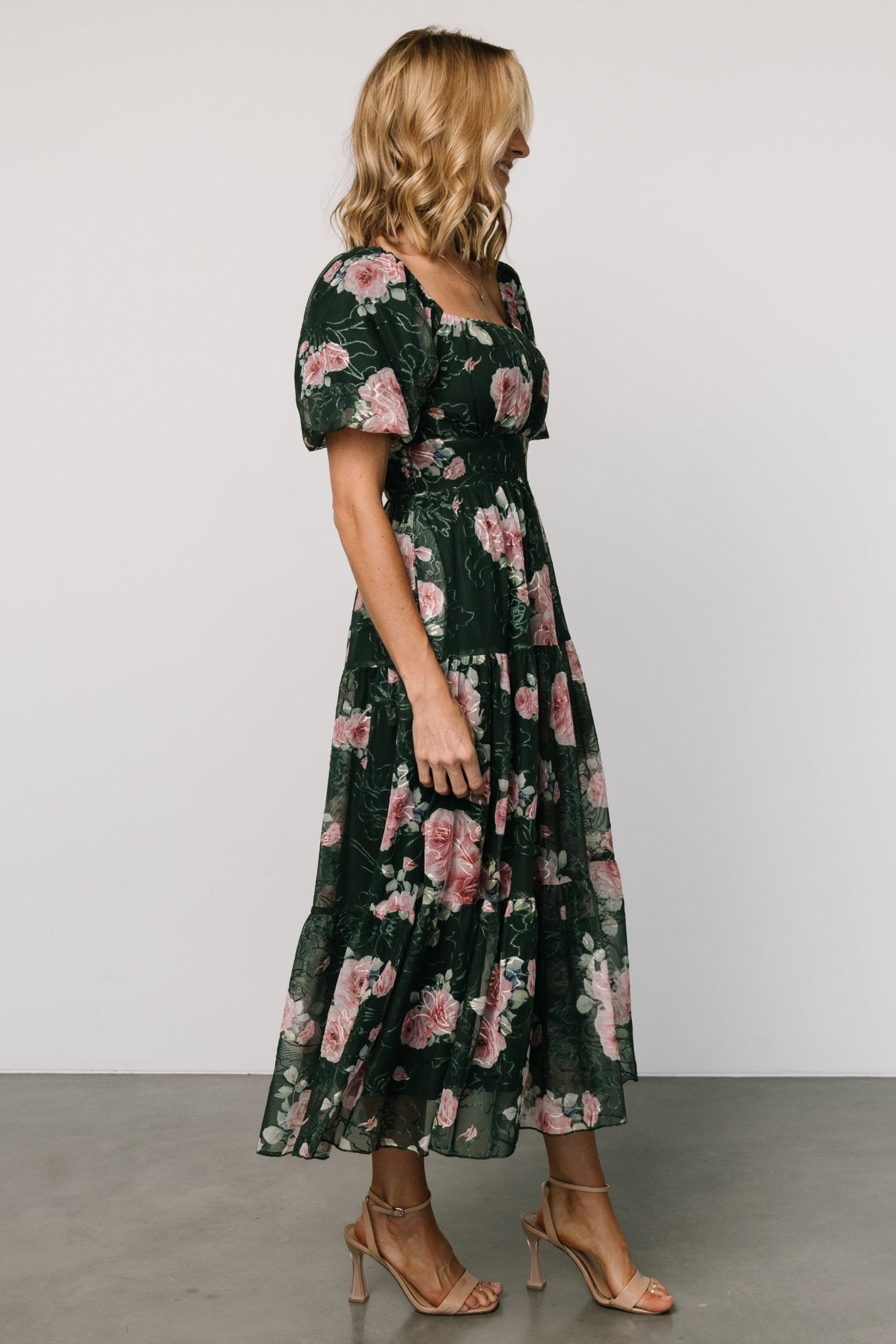 Annabeth Midi Dress | Dark Green + Pink - Baltic Born