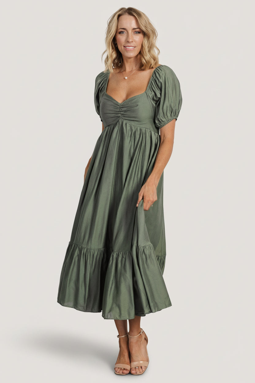 Baltic Born Womens Annalisa Midi Dress | Olive