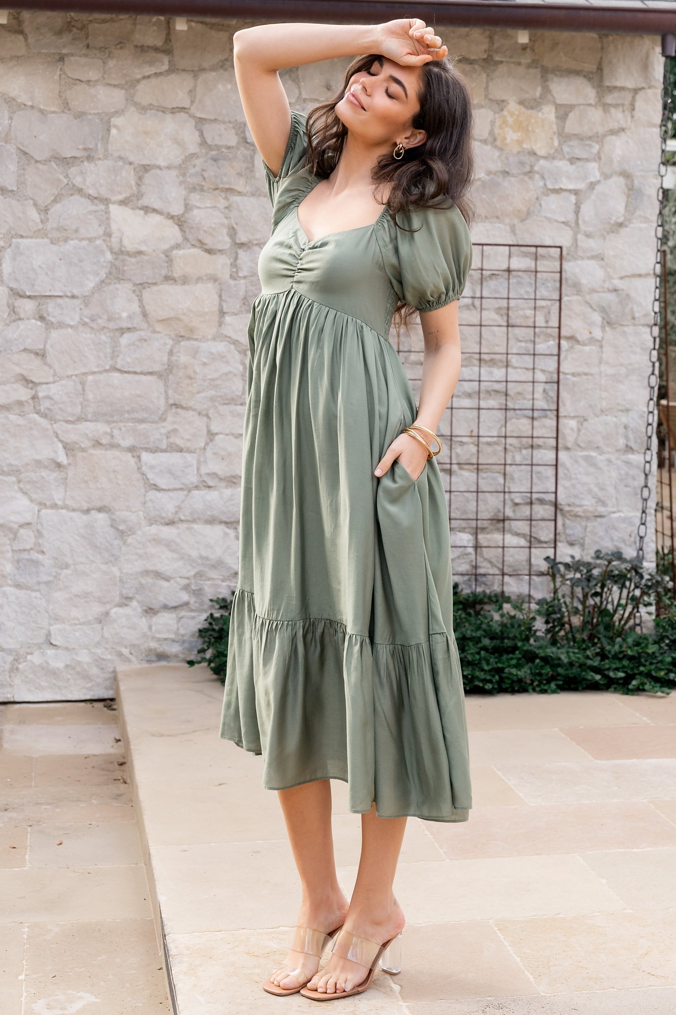 Baltic Born Womens Annalisa Midi Dress | Olive | Size: Small Baltic Born Womens Annalisa Midi Dress | Olive | Size: Small