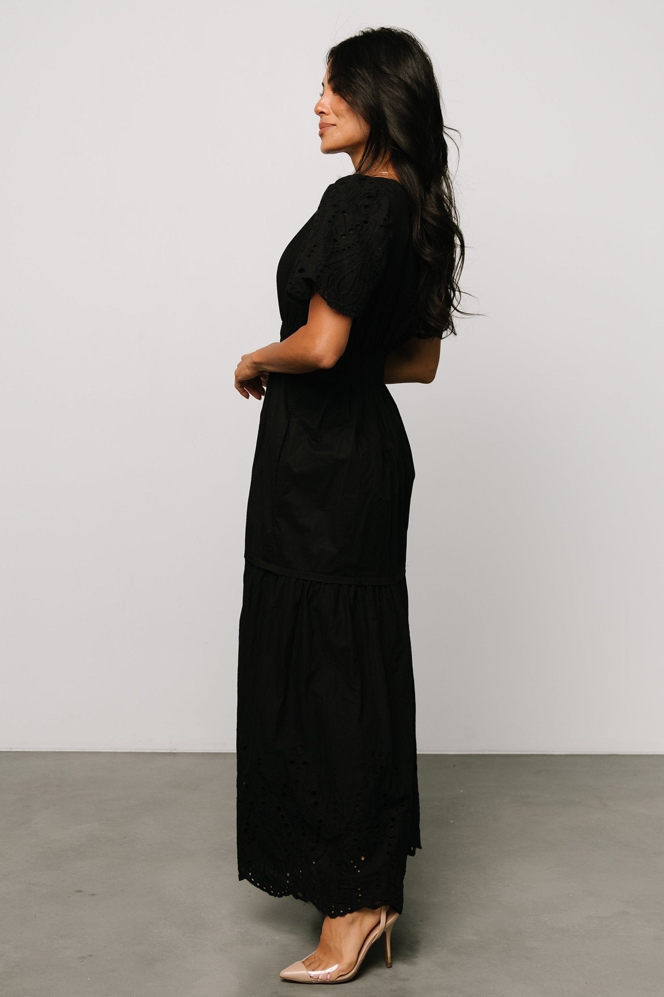 Annette Eyelet Maxi Dress | Black - Baltic Born