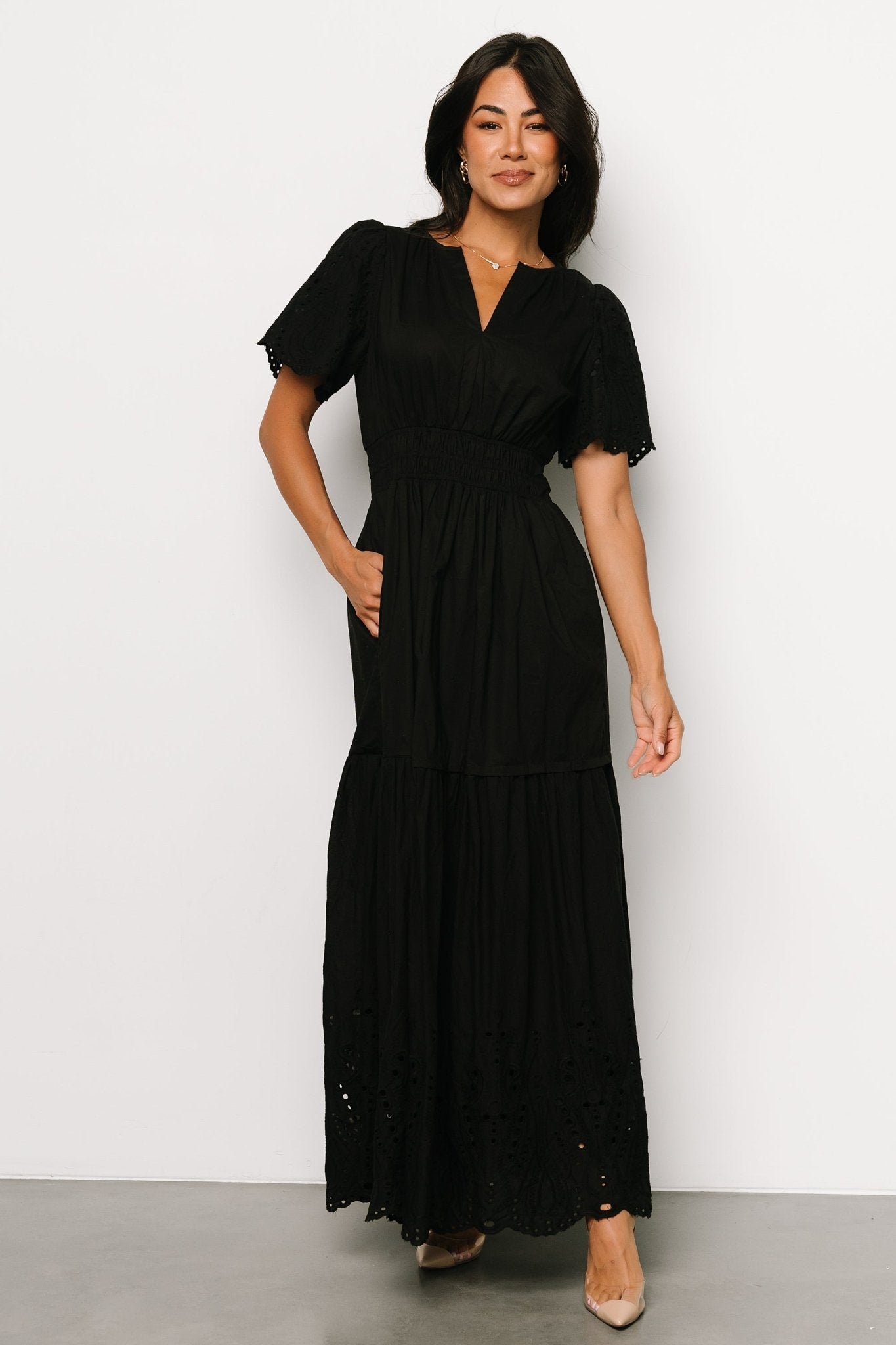 Annette Eyelet Maxi Dress | Black - Baltic Born