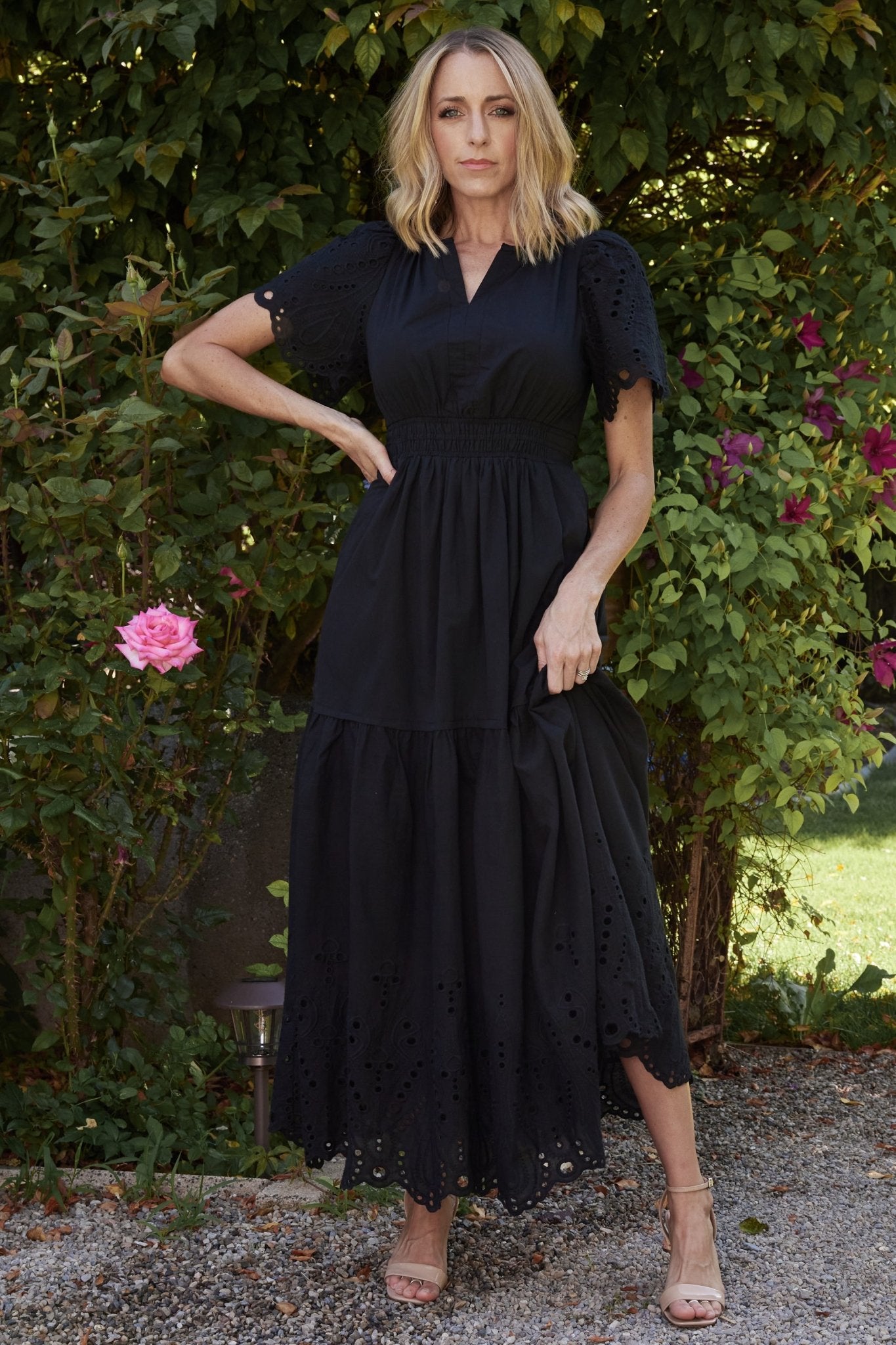 Annette Eyelet Maxi Dress | Black - Baltic Born