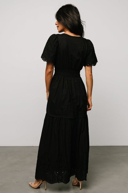 Annette Eyelet Maxi Dress | Black - Baltic Born