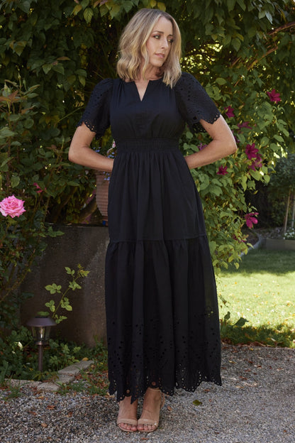 Annette Eyelet Maxi Dress | Black - Baltic Born