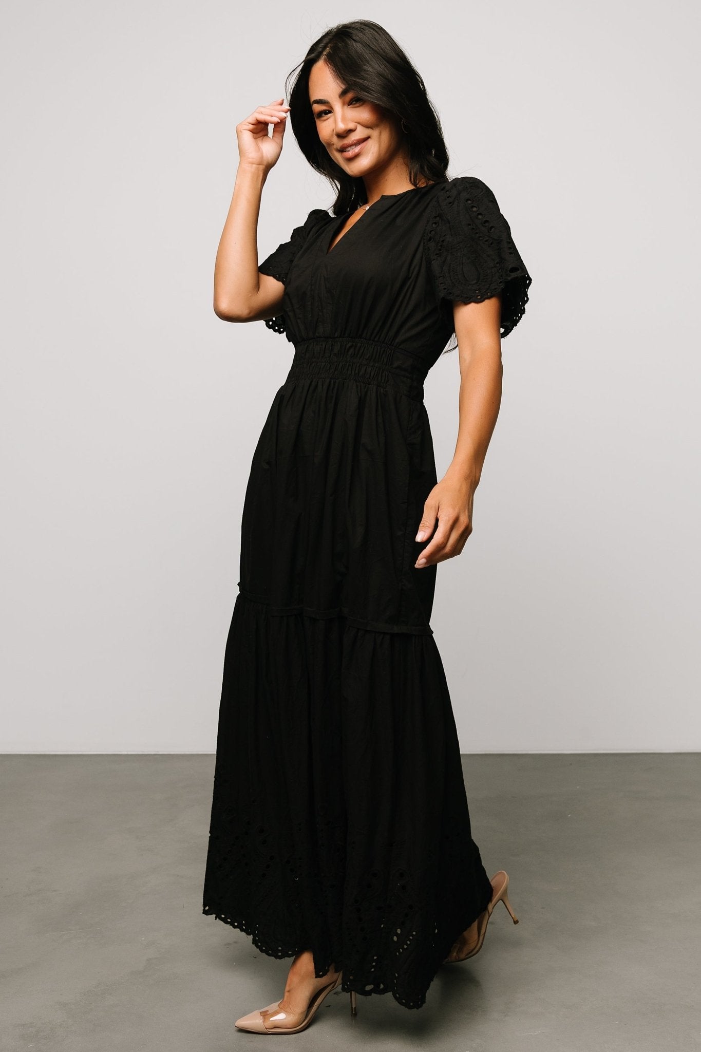 Annette Eyelet Maxi Dress | Black - Baltic Born