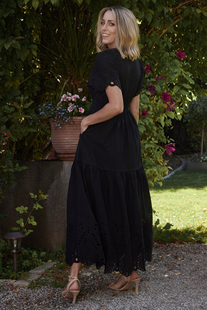 Annette Eyelet Maxi Dress | Black - Baltic Born