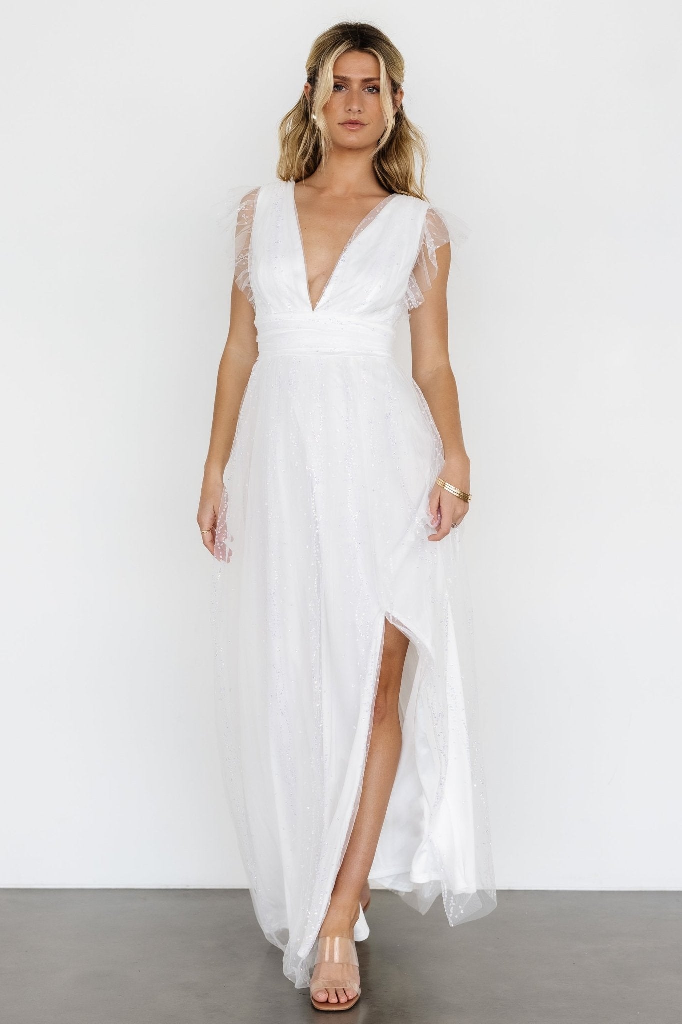 Annika Sequin Mesh Maxi Dress | Off White - Baltic Born