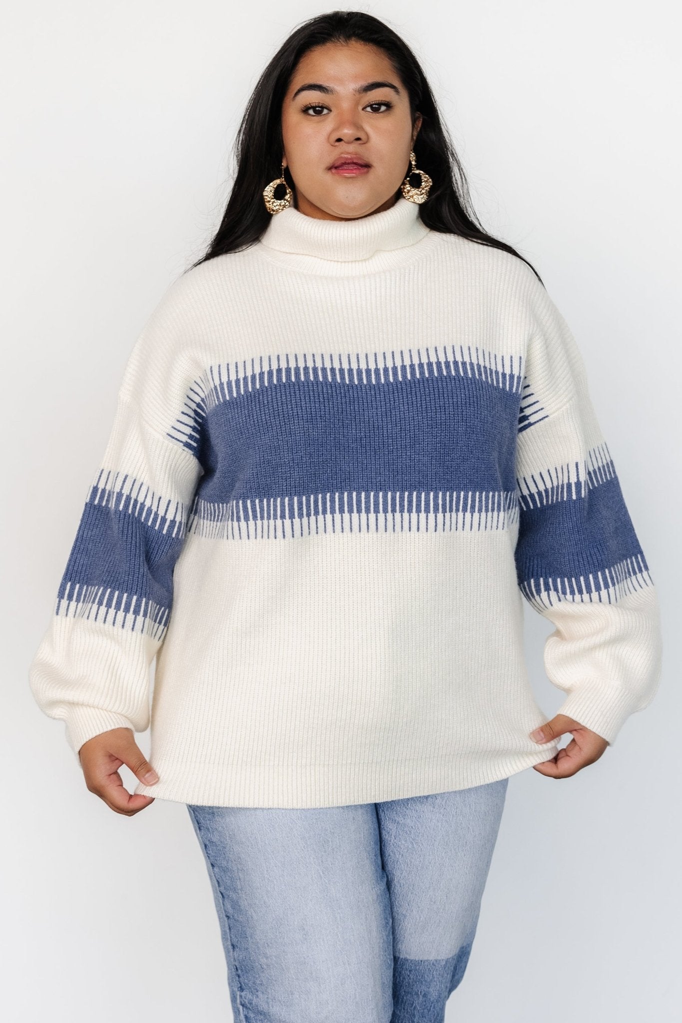 Antonov Turtle Neck Sweater | Blue + Cream - Baltic Born