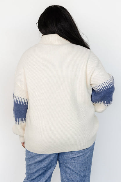 Antonov Turtle Neck Sweater | Blue + Cream - Baltic Born