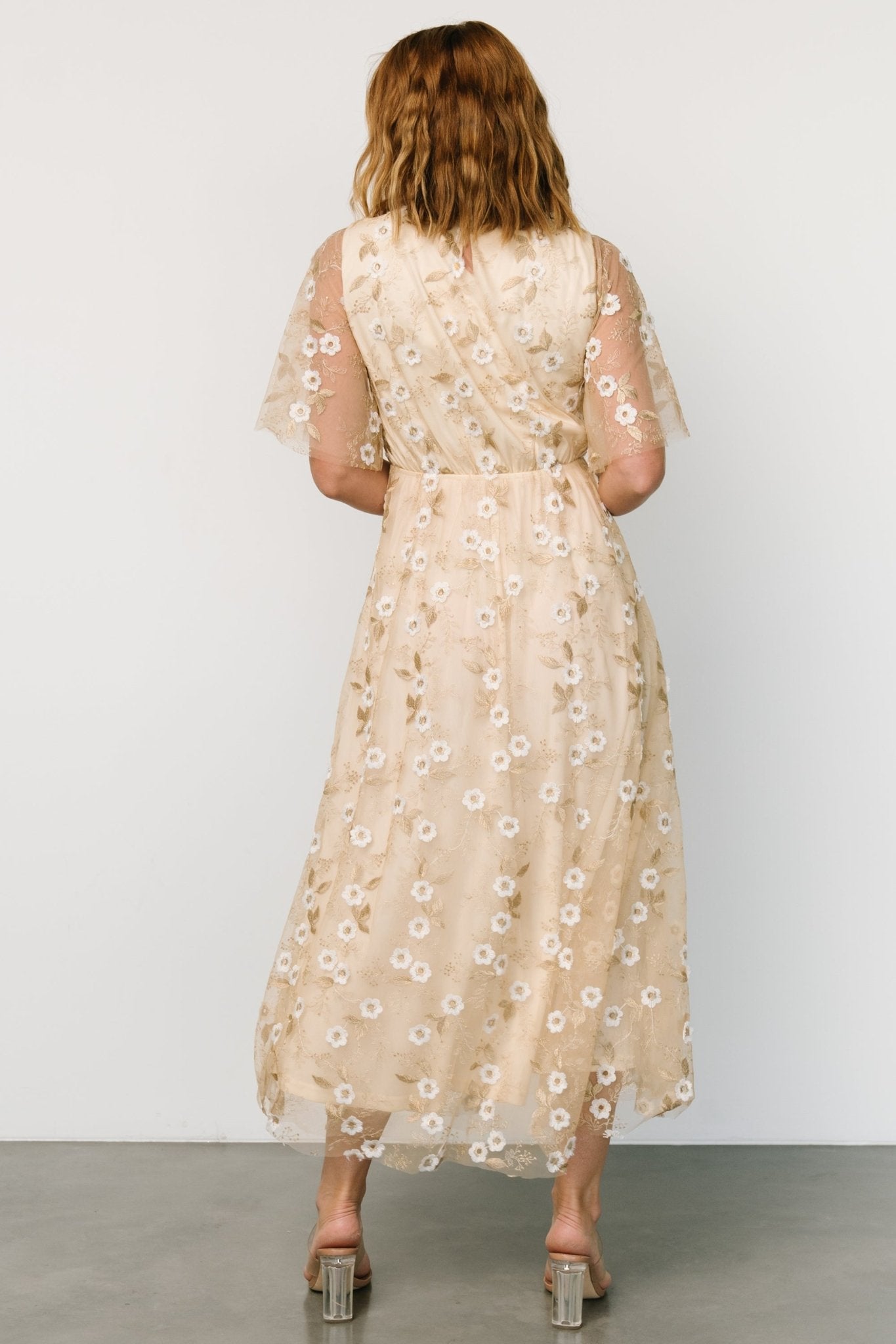 Arabella Embroidered Tulle Maxi Dress | Gold + White - Baltic Born