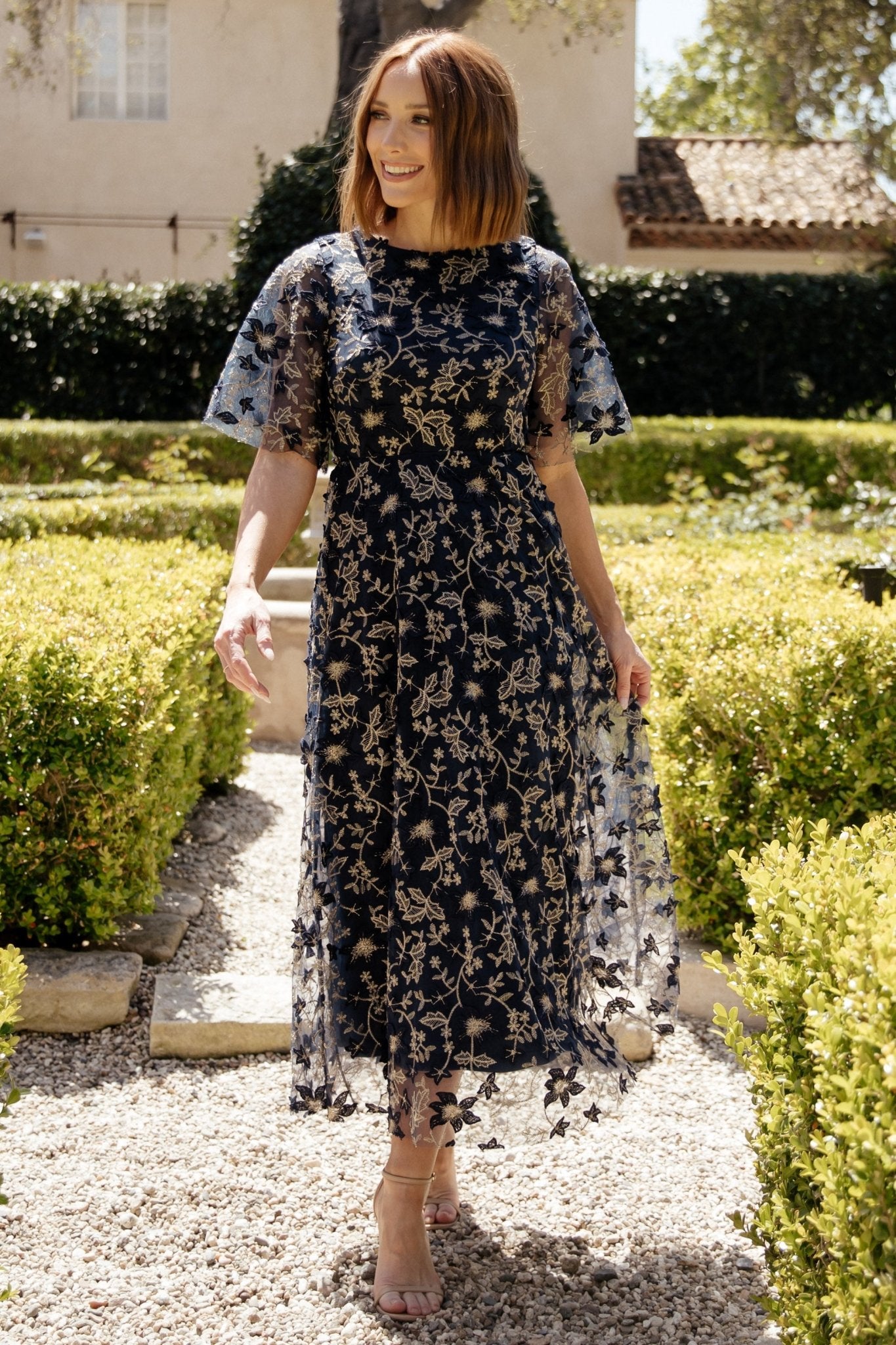 Arabella Embroidered Tulle Maxi Dress | Navy + Gold Arabella Embroidered Tulle Maxi Dress | Navy + Gold