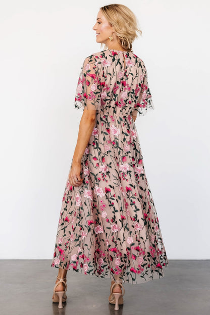 Arabella Embroidered Tulle Maxi Dress | Rose Garden - Baltic Born