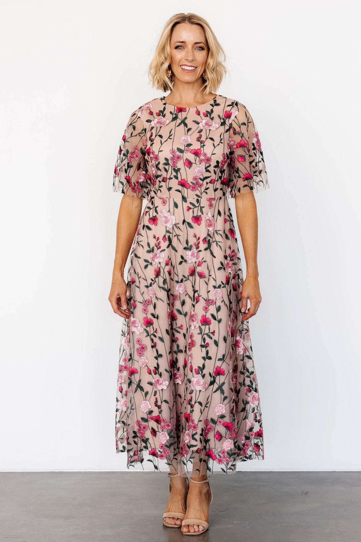 Arabella Embroidered Tulle Maxi Dress | Rose Garden - Baltic Born