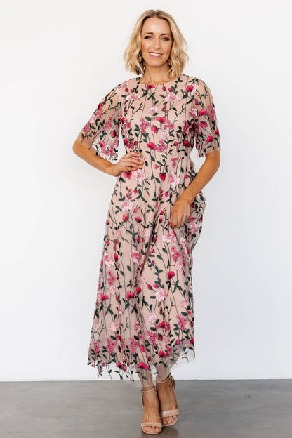 Arabella Embroidered Tulle Maxi Dress | Rose Garden - Baltic Born