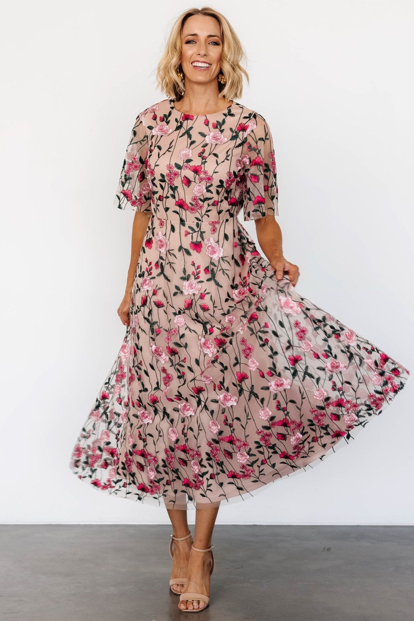 Arabella Embroidered Tulle Maxi Dress | Rose Garden - Baltic Born