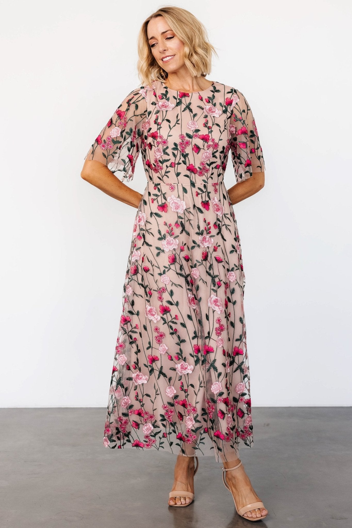 Arabella Embroidered Tulle Maxi Dress | Rose Garden - Baltic Born