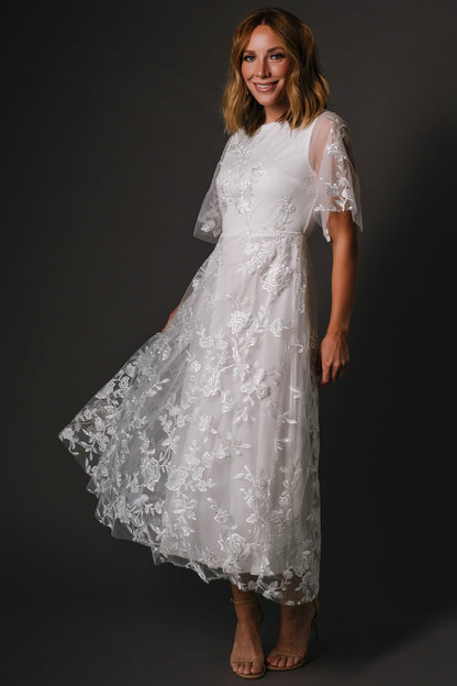 Arabella Embroidered Tulle Maxi Dress | White - Baltic Born