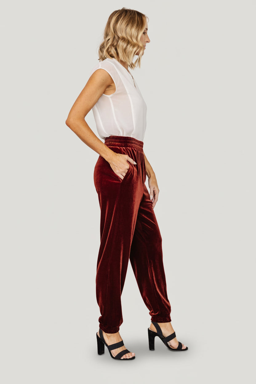 Archie Velvet Jogger Pants | Cinnamon