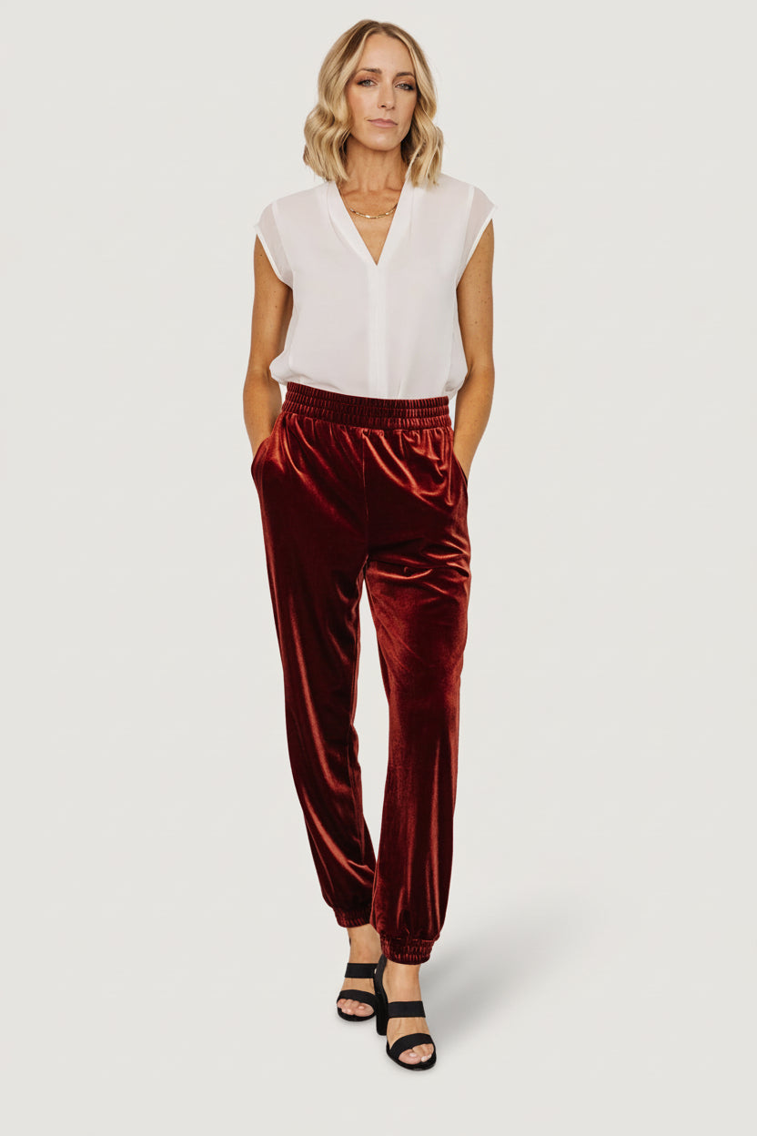 Archie Velvet Jogger Pants | Cinnamon