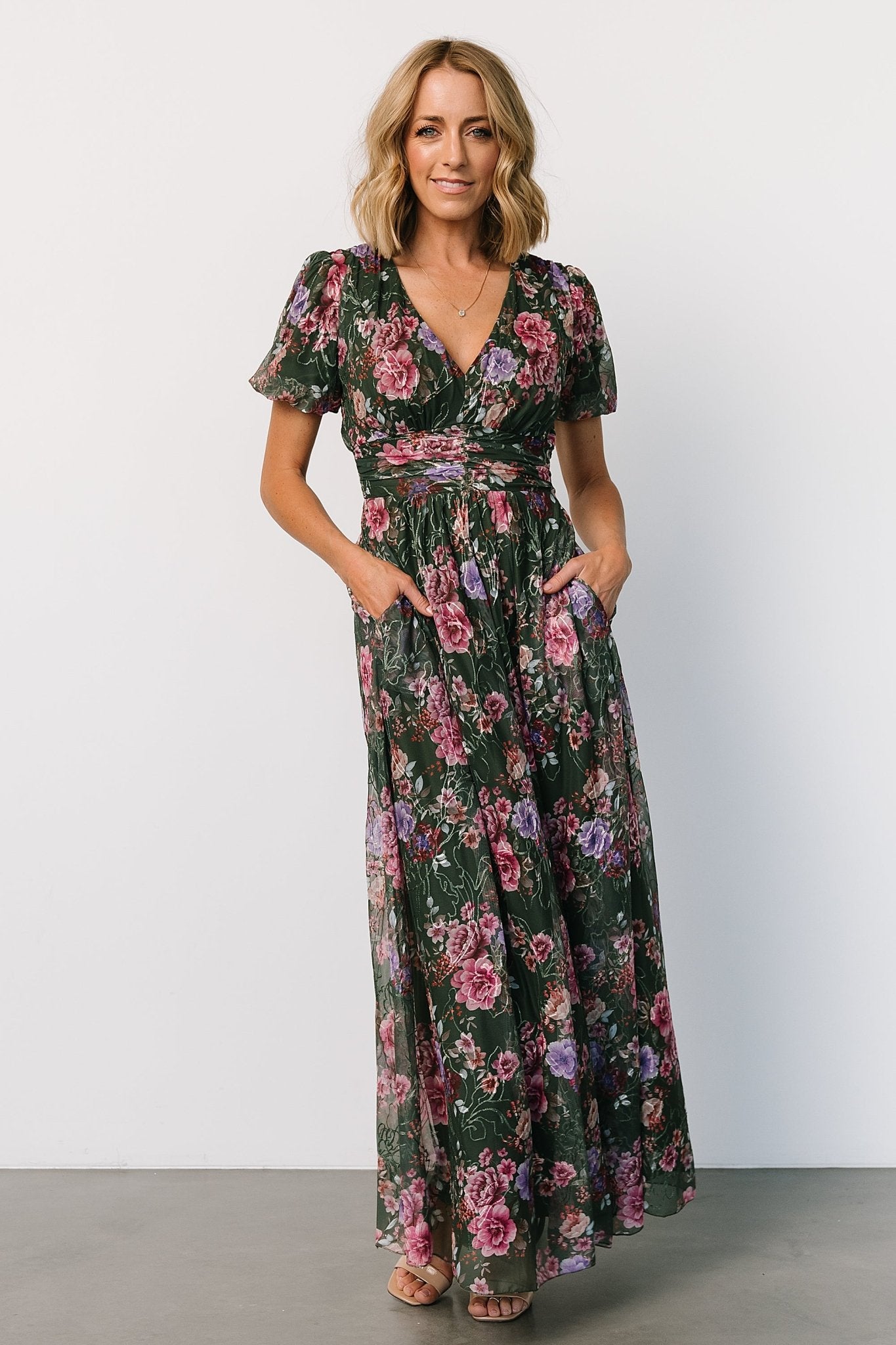 Ardley Maxi Dress | Green + Pink Floral - Baltic Born