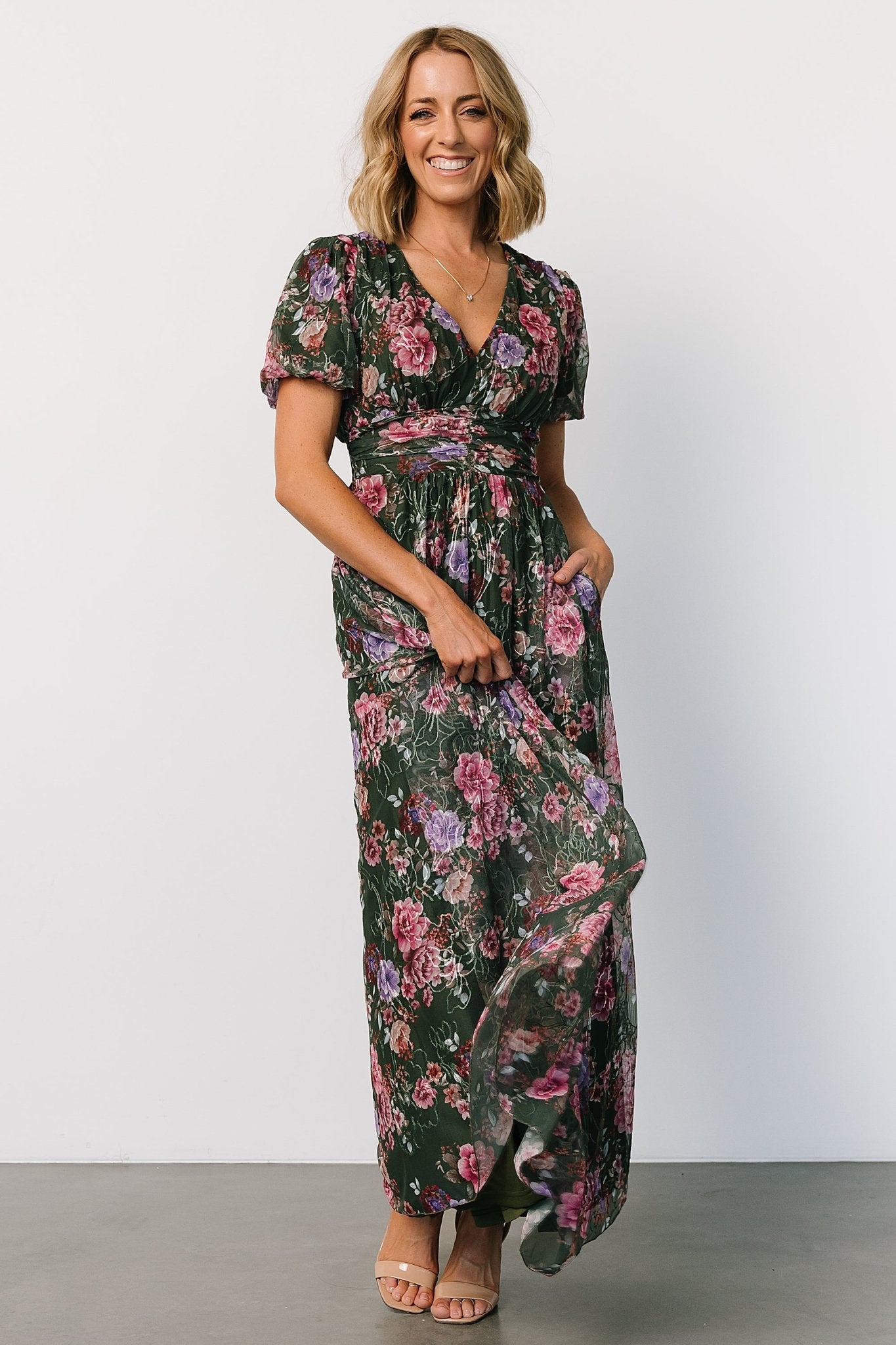 Ardley Maxi Dress | Green + Pink Floral - Baltic Born