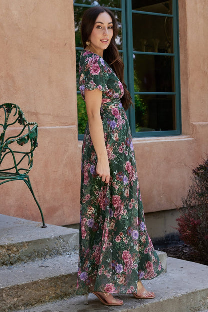 Ardley Maxi Dress | Green + Pink Floral - Baltic Born