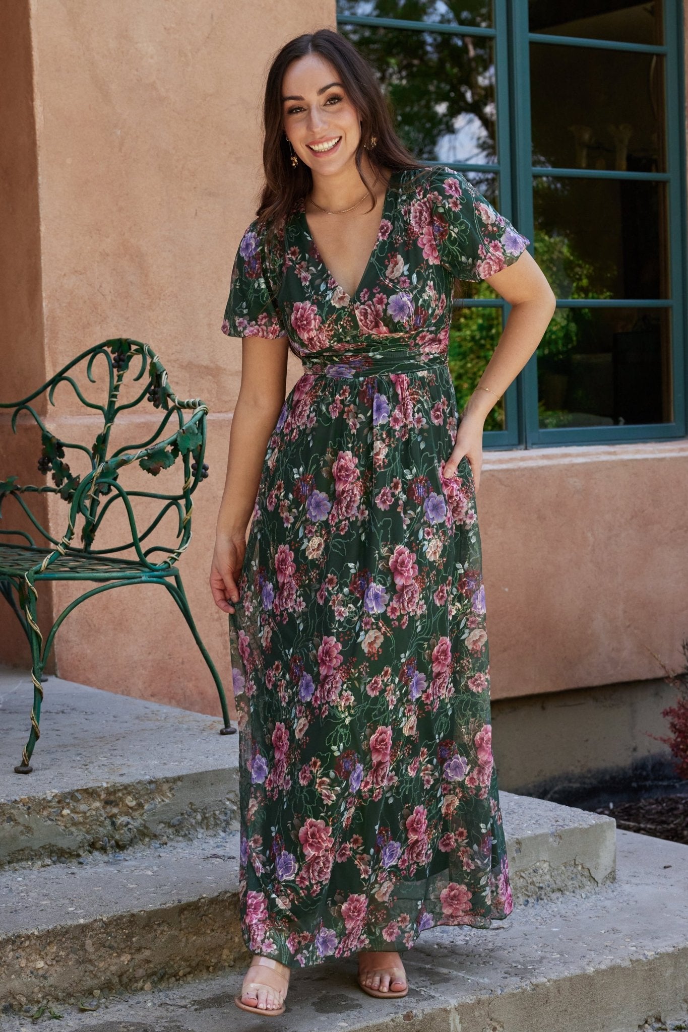 Ardley Maxi Dress | Green + Pink Floral - Baltic Born