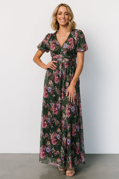 Ardley Maxi Dress | Green + Pink Floral - Baltic Born