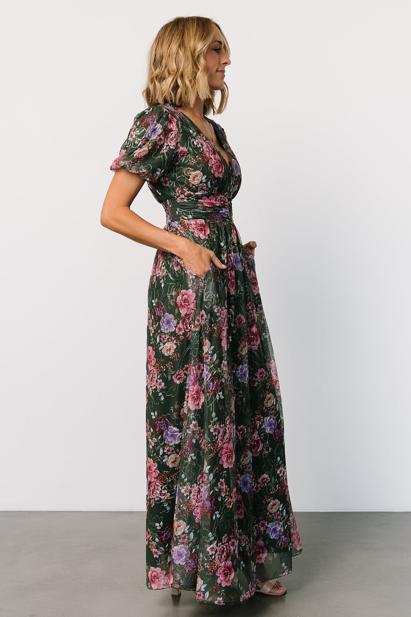 Ardley Maxi Dress | Green + Pink Floral - Baltic Born