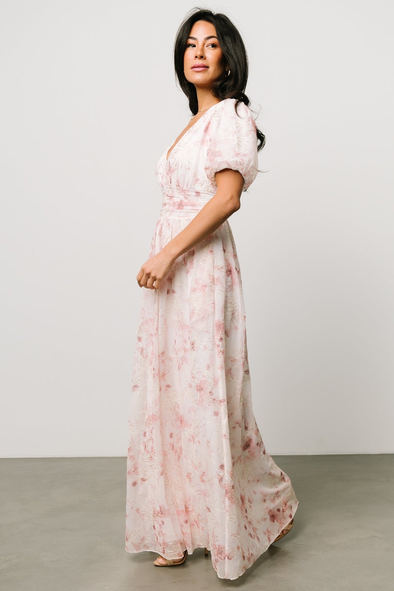 Mauve fashion floral maxi dress