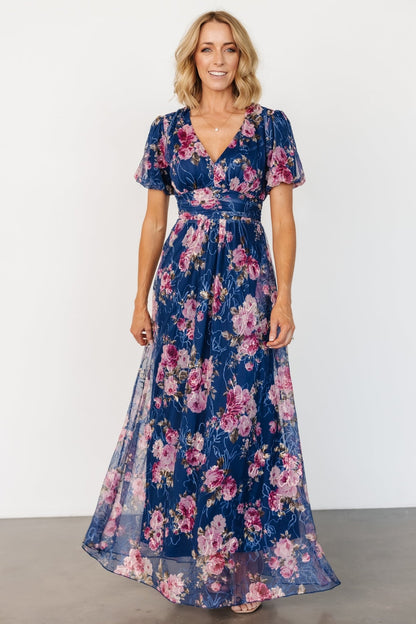 Ardley Maxi Dress | Navy + Pink Floral - Baltic Born