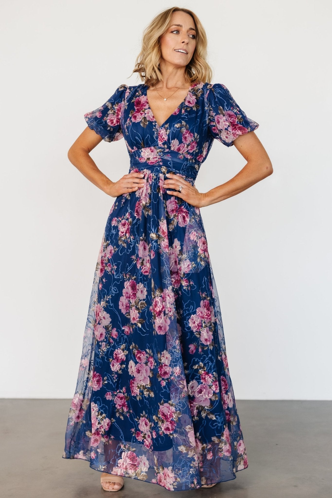 Ardley Maxi Dress | Navy + Pink Floral - Baltic Born